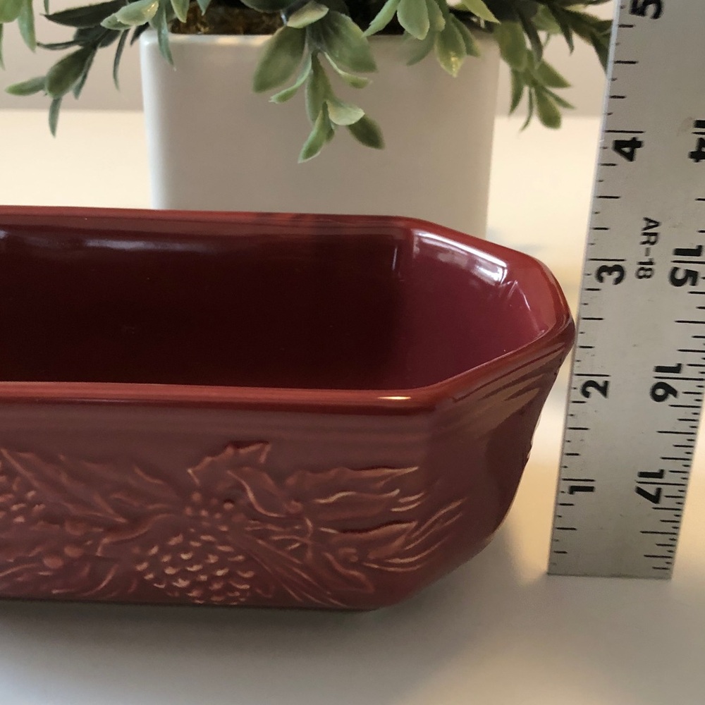 Longaberger Nature's Garland Embossed pottery stoneware Side Dish - Paprika - Picture 10 of 10